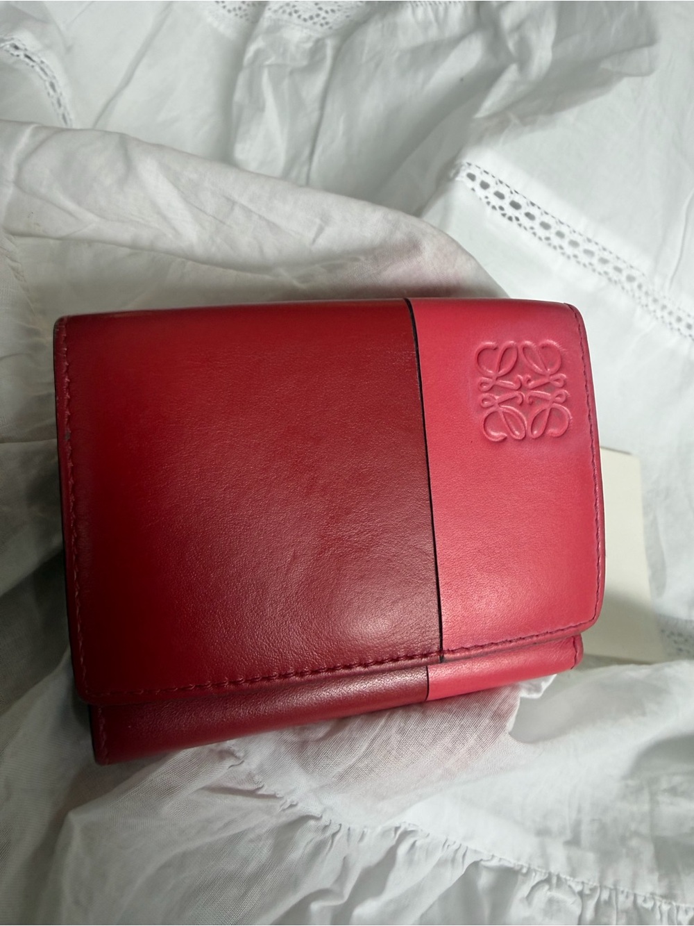 Loewe Two-Tone Red and Pink Leather Wallet